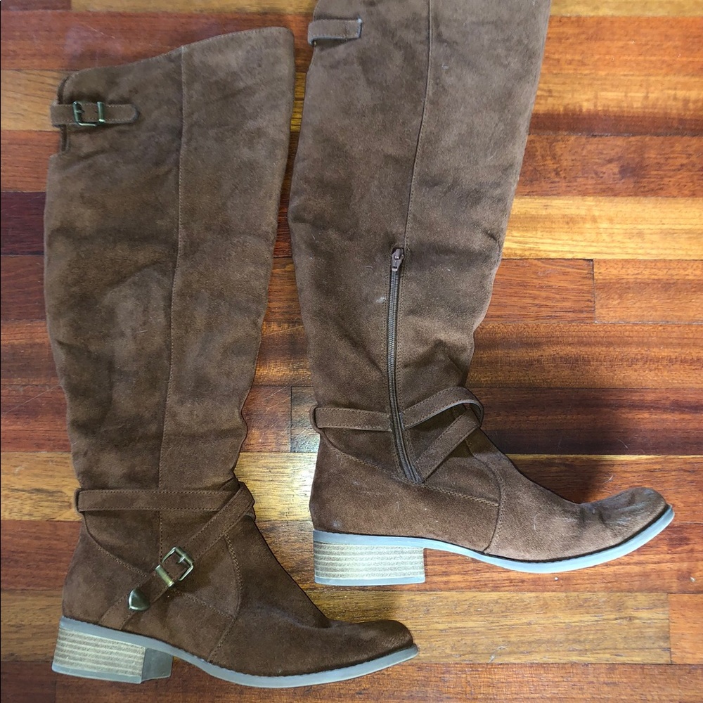 Brown suede Over knee High Boots